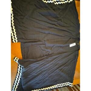 Ann Taylor Black Open Front Cardigan with White Trim